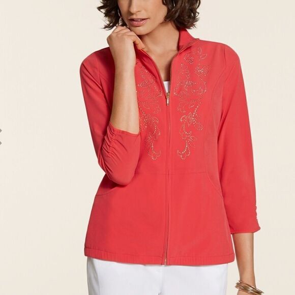 Chico’s ZENERGY Neema Embellished Scroll Jacket - Picture 1 of 5